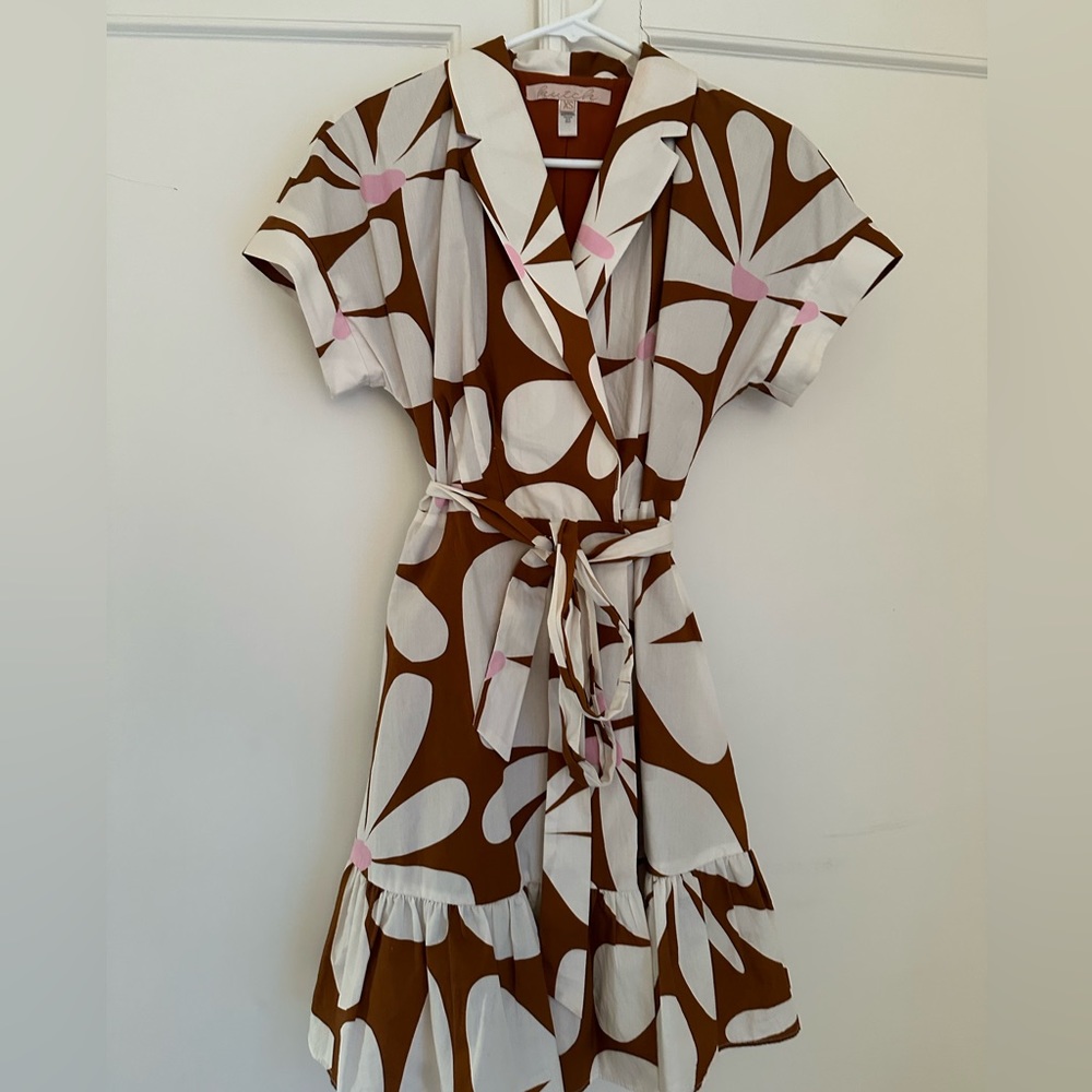 Hutch Brown and White Floral Mini Dress